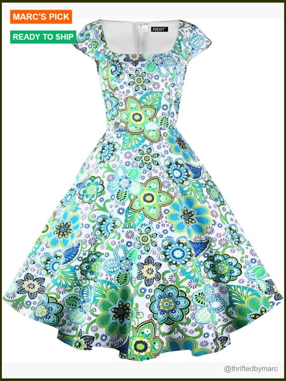 Cap Sleeve A-Line Swing Dress with Pockets